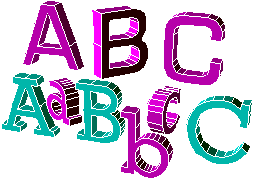 Examples of the 3D letters from 3D Fonts I